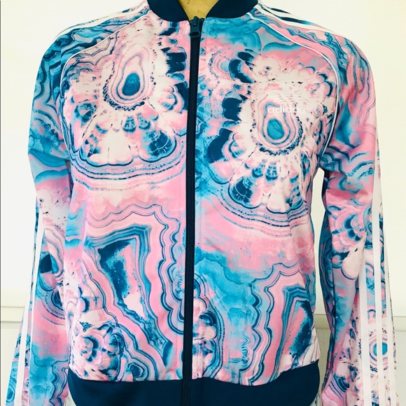 ADIDAS Rare GEODE Agate Marble Print JACKET Child Size S - Picture 11 of 16